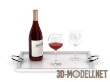 3d-модель Поднос с бокалами и вином Robert Mondavi Winery