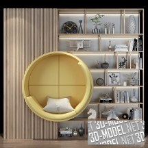 3d-модель Мебель для детской комнаты с желтой нишей