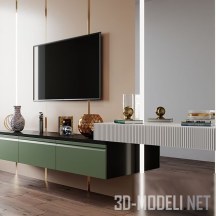 3d-модель Тумба для TV с туалетным столиком и декором