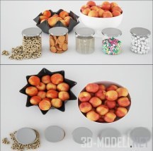 3d-модель Печенье, конфеты и персики