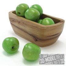 3d-модель Зеленые яблоки в овальном блюде
