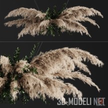 3d-модель Люстра из пампасной травы и веток самшита
