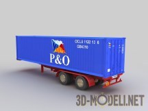 3d-модель Трейлер с грузовым контейнером