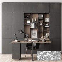 3d-модель Минималистичная серая мебель для домашнего офиса