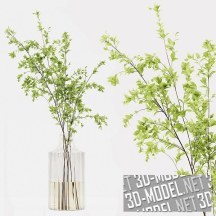 3d-модель Ветки с листьями в вазах (5 вариантов)