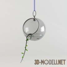 3d-модель Зеленая ветка в стеклянной сфере
