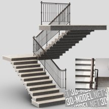 3d-модель Мраморная лестница с кованым ограждением