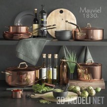 3d-модель Медные кастрюли и сковородки от Mauviel 1830