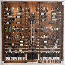 3d-модель Винный кабинет JC с бутылками