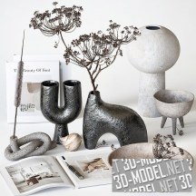 3d-модель Декоративный набор с борщевиком и керамикой