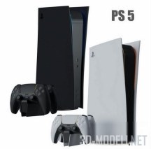 3d-модель Игровая консоль Sony PlayStation 5 с джойстиком