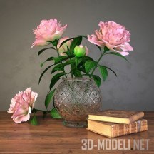 3d-модель Цветы и старинные книги