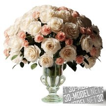 3d-модель Букет из белых и розовых роз