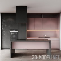 3d-модель Кухня с подсветкой и техникой