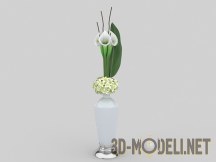 3d-модель Строгие каллы в вазе на металлической основе