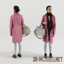 3d-модель Девушка в розовом пальто
