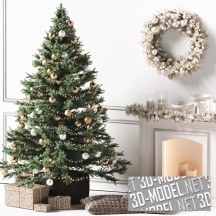 3d-модель Новогодняя елка с рождественскими аксессуарами