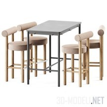3d-модель Стол IKEA Tommaryd и стулья Noom Gropius CS2