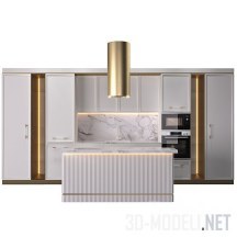 3d-модель Белая кухня с техникой Bosch