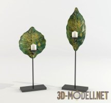 3d-модель Два подсвечника в виде зеленых листков
