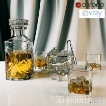 3d-модель Набор с виски и льдом