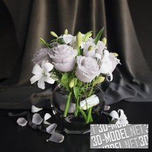3d-модель Розы и лилии в вазе
