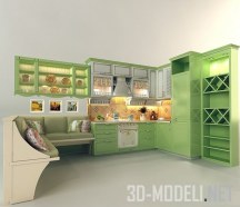 3d-модель Зеленая кухня в стиле прованс