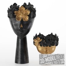 3d-модель Статуэтки в виде головы девушки с цветами