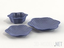 3d-модель Набор синих тарелок в этно-стиле