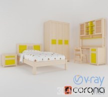 3d-модель Детская мебель с желтыми вставками