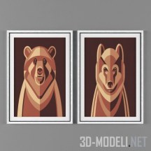 3d-модель 4 картины с животными