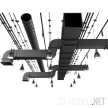 3d-модель Потолочная вентиляция и светильники