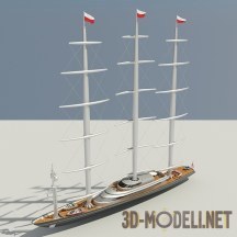 3d-модель 3-х мачтовая яхта