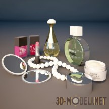 3d-модель Набор женской косметики и парфюмерии