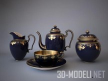 3d-модель Сине-золотой чайный сервиз