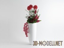 3d-модель Красные цветы в высокой вазе