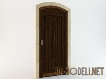 3d-модель Дверь с арочным обрамлением из камня