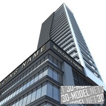 3d-модель Современное здание с пятиэтажным офисным блоком в основании