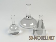 3d-модель Три химических сосуда из прозрачного стекла