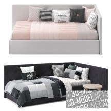 3d-модель Угловая кровать WoodNotes (два цвета)