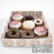 3d-модель Набор пончиков в коробке