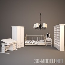 3d-модель Детская мебель с большой люстрой