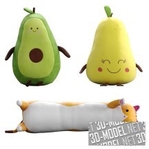 3d-модель Кот-батон, авокадо и груша