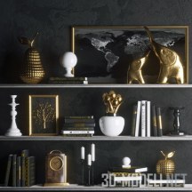 3d-модель Декоративный набор с золотыми предметами