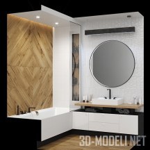 3d-модель Ванна с мебелью, сантехникой, отделкой