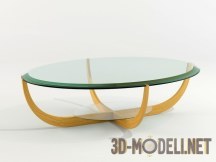 Овальный столик из стекла и дерева