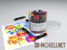 3d-модель Цветные карандаши и рисунок