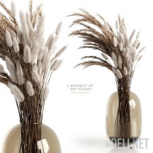 3d-модель Букет сухих трав в вазе (цвет сепия)