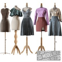3d-модель Пять манекенов с женской одеждой