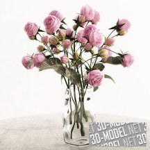 3d-модель Розовые розы в вазе из стекла